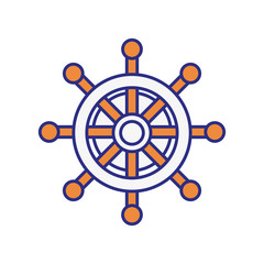 emblem with rudder wheel icon over white background. sea lifestyle concep. vector illustration