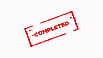 Completed signed with red ink stamp zoom in and zoom out on white background (4K)