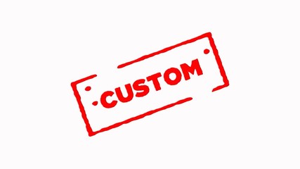 Custom signed with red ink stamp zoom in and zoom out on white background (4K)