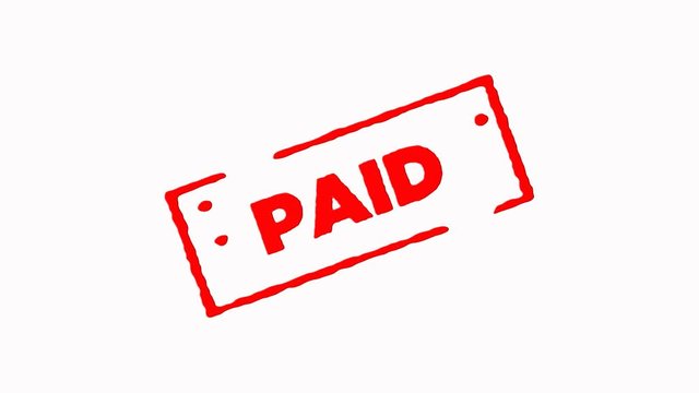 Paid signed with red ink stamp zoom in and zoom out on white background (4K)
