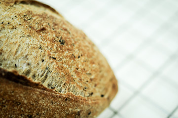 Mixed rye-wheat whole grain homemade sourdough bread