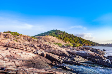 Fototapeta premium Rock mountain canyon landscape in morning sunrise