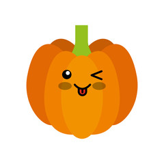 pumpkin fresh vegetable kawaii character vector illustration design