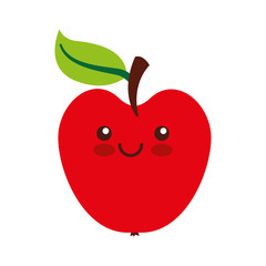 apple fresh fruit kawaii character vector illustration design