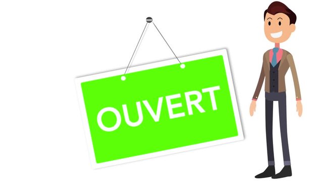 homme pancarte ouvert