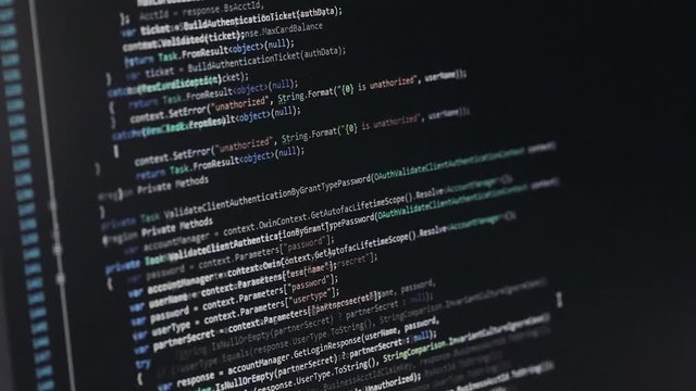 Monitor programmer code close-up