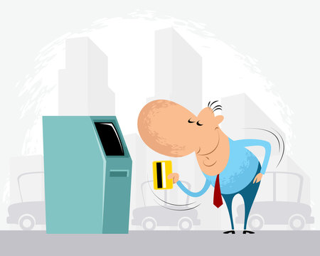 Man and cash machine