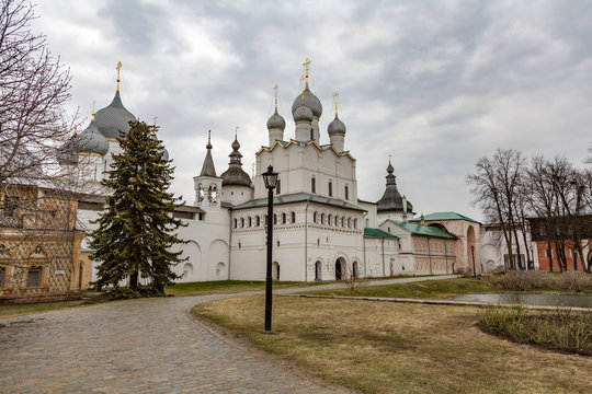ROSTOV VELIKIY, RUSSIA - APRIL 26, 2017: The architecture of the Rostov Kremlin
