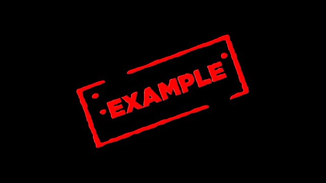 Red rubber ink stamp Example signed zoom in and zoom out with alpha channel transparency backgrounds (4K)