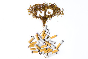 Cigarettes and no smoking sign