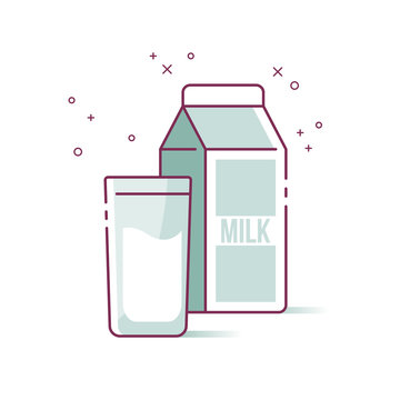 Milk thin line icons for web, graphic and logo design. Isolated vector illustration