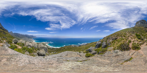 Fototapeta na wymiar Full 360 virutal reality of Lions Head and Table Mountain peaks in Cape Town, South Africa