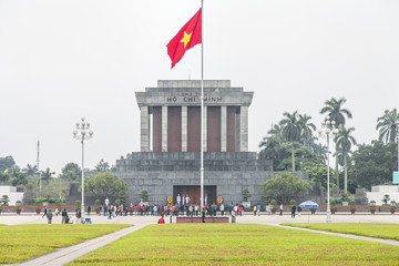 HANOI, VIETNAM - SEPTEMBER 2: Visitors at the Ho Chi Minh Mausoleum during Vietnam's National Day on September 2, 2015 in Hanoi, Vietnam