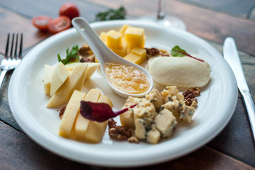 Delicious food, which is useful rustic wooden background