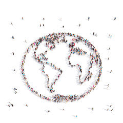 People walking in Earth .3D illustration.