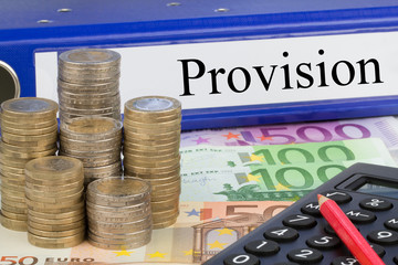 Provision / Ordner mit Geld
