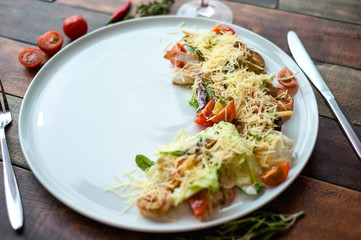 Delicious food, which is useful rustic wooden background