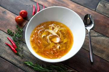 Delicious food, which is useful rustic wooden background