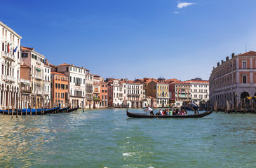 Fototapeta na wymiar The Grand canal with floating gondolas, Venice, Italy