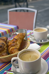 French  breakfast with croissants, coffee and milk