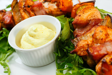 shish kebab on skewers