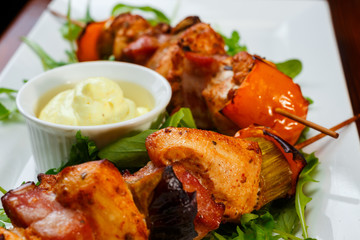 shish kebab on skewers