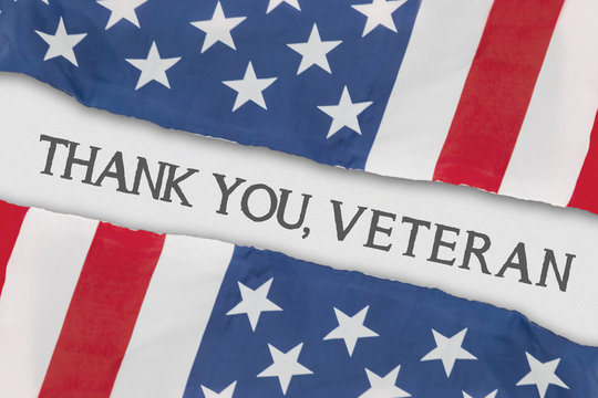 Thank you sign for veterans with American flag