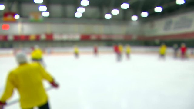 Hockey match. Blur.
Playing hockey. The gamblers are passing by the camera. Horizontal pan.