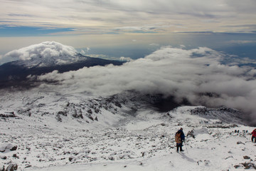 Fototapeta na wymiar Downhill from the summit of Kilimanjaro