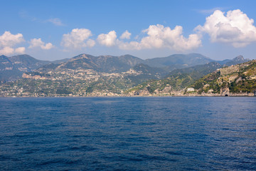 View of Amalfi coast on sunny day