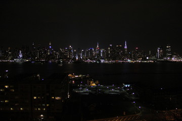 Fototapeta na wymiar New York Skyline at night as seen from New Jersey