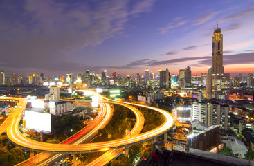 Bangkok cityscape. Bangkok night view in the business district.