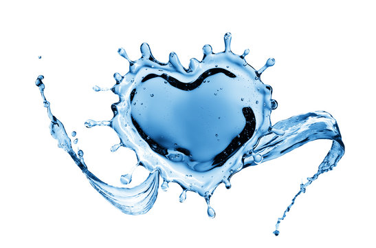 Water splash in the form of a heart.