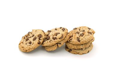 chocolate chip cookie isolated on white background