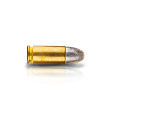 9mm bullet on white background