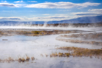 Lake in sol de manana geothermal field, sud Lipez reserva, Bolivia
