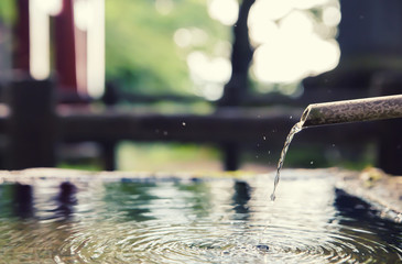 Traditional bamboo fountain in Tokyo