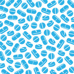 Pills and capsules background. Vectors