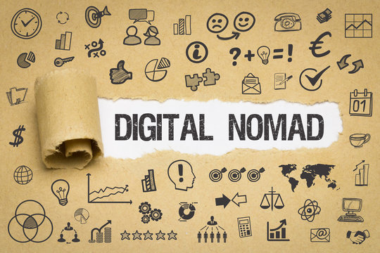 Digital Nomad / Papier mit Symbole