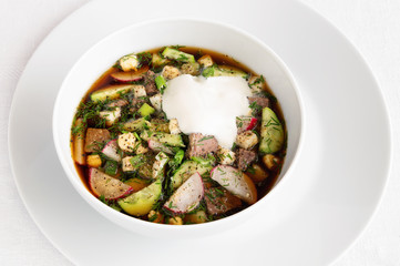 okroshka with sour cream