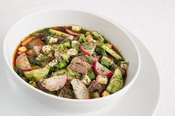 russian traditional summer soup - okroshka