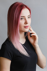 Beautiful girl with pink hair