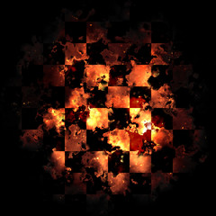 Fire And Smoke Grid Board Isolated On Black Background