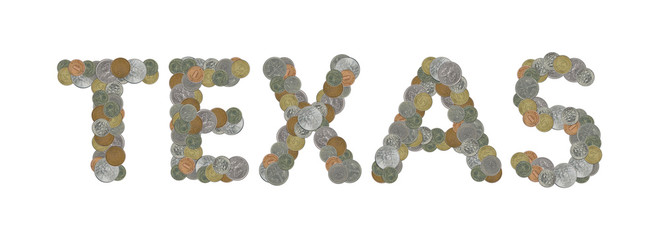 TEXAS - Coins on white background