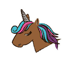 magical unicorn icon over white background. colorful design. vector illustration