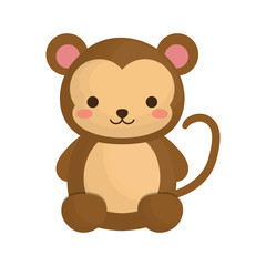 kawaii monkey animal icon over white background. vector illustration