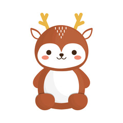 kawaii deer animal icon over white background. vector illustration