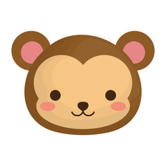 kawaii monkey animal icon over white background. vector illustration