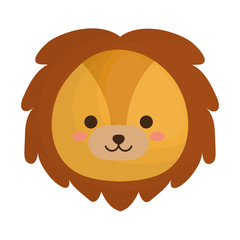 kawaii lion animal icon over white background. vector illustration