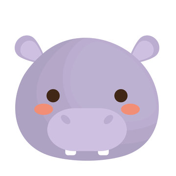kawaii hippopotamus animal icon over white background. vector illustration